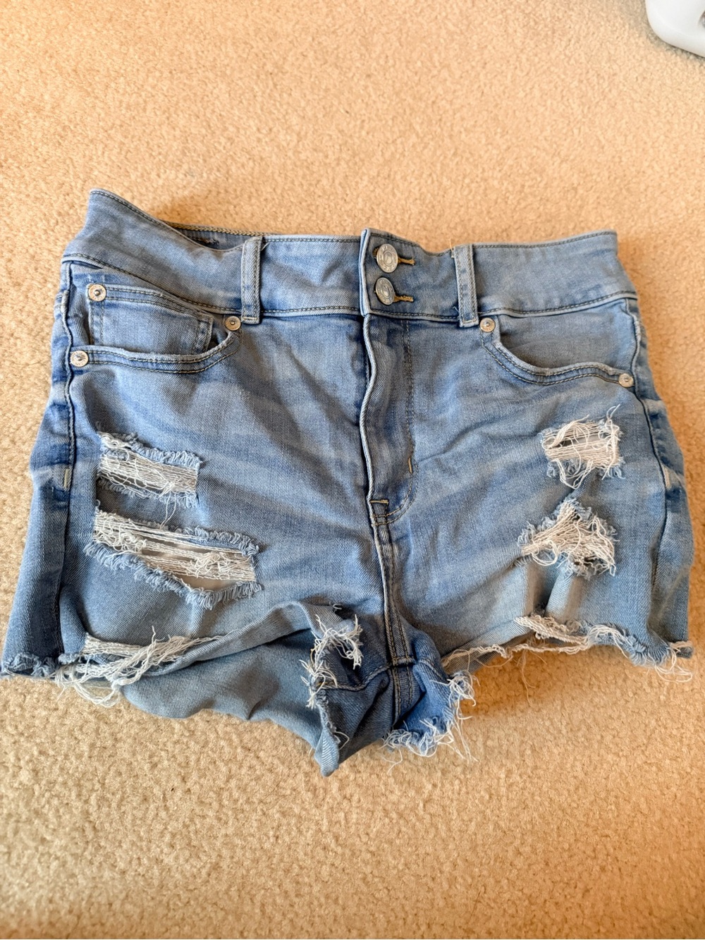 American Eagle Outfitters Light Blue Distressed Denim Shorts